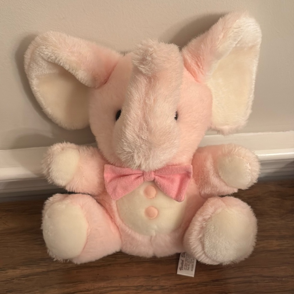 VTG American Wego Pink Elephant Plush animal- Vested Elephant Assorted 6825E